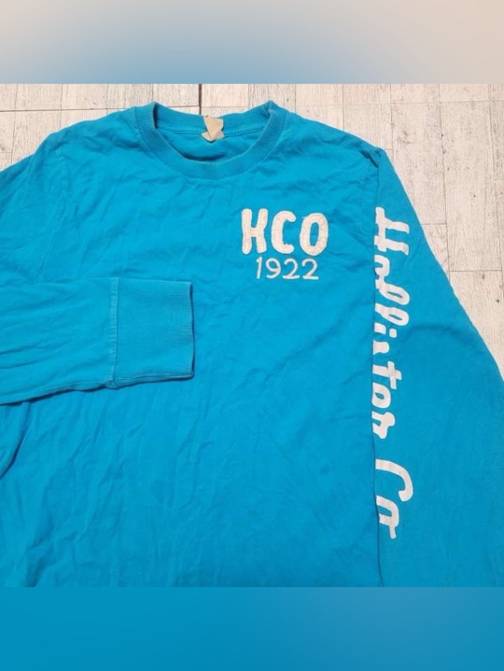 Women’s Y2K Hollister Blue White Long Sleeve Shirt Size M Vintage